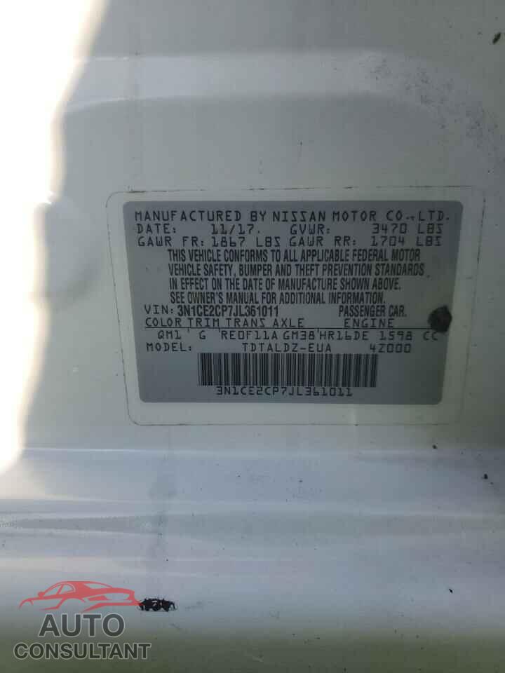 NISSAN VERSA 2018 - 3N1CE2CP7JL361011