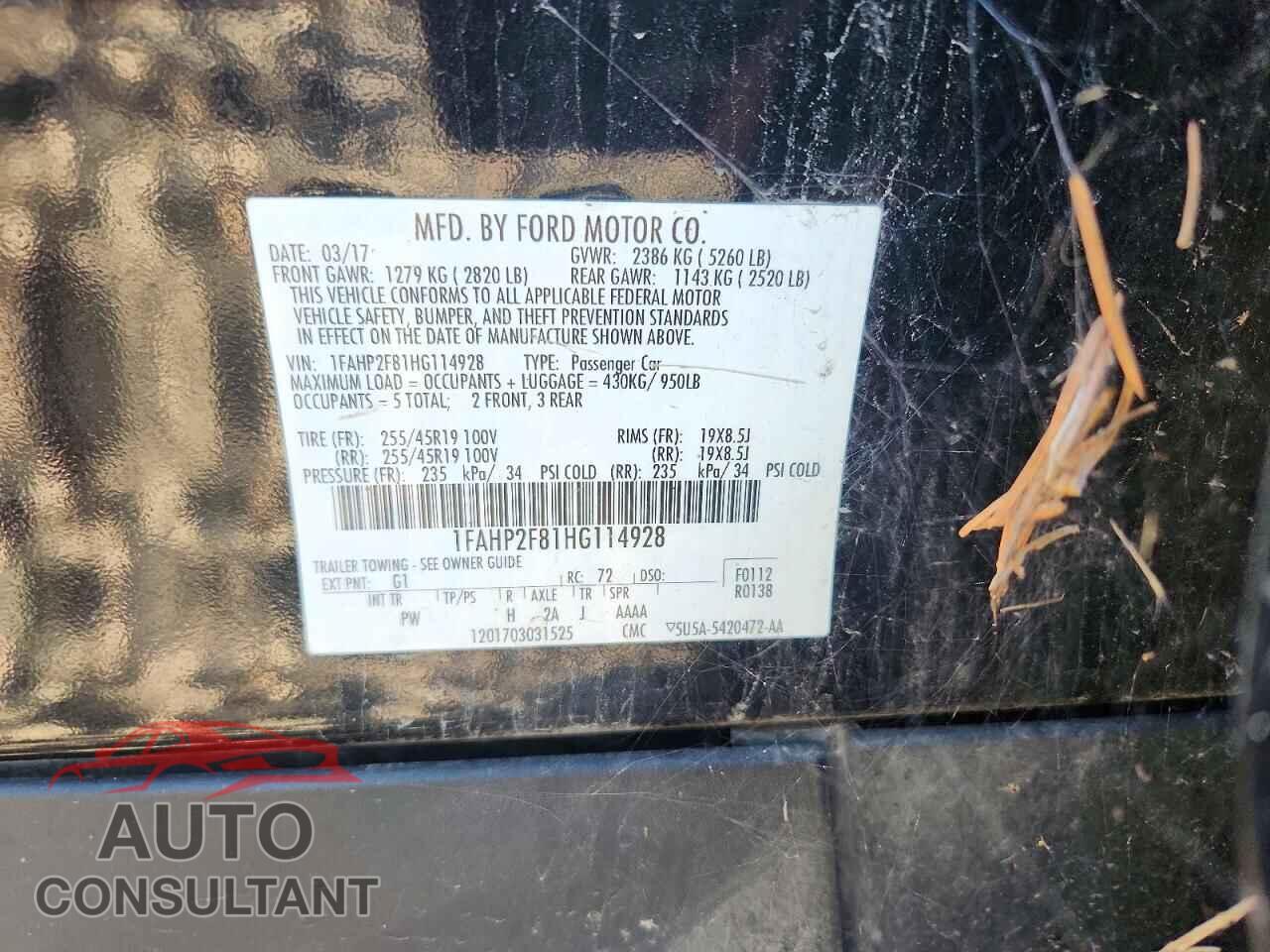 FORD TAURUS 2017 - 1FAHP2F81HG114928