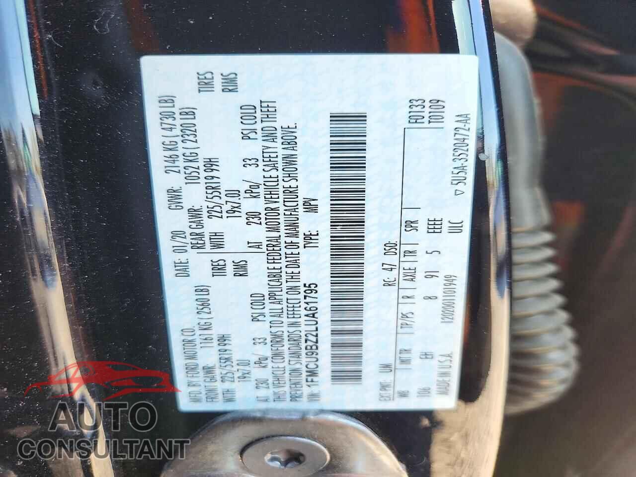 FORD ESCAPE 2020 - 1FMCU9BZ2LUA61795