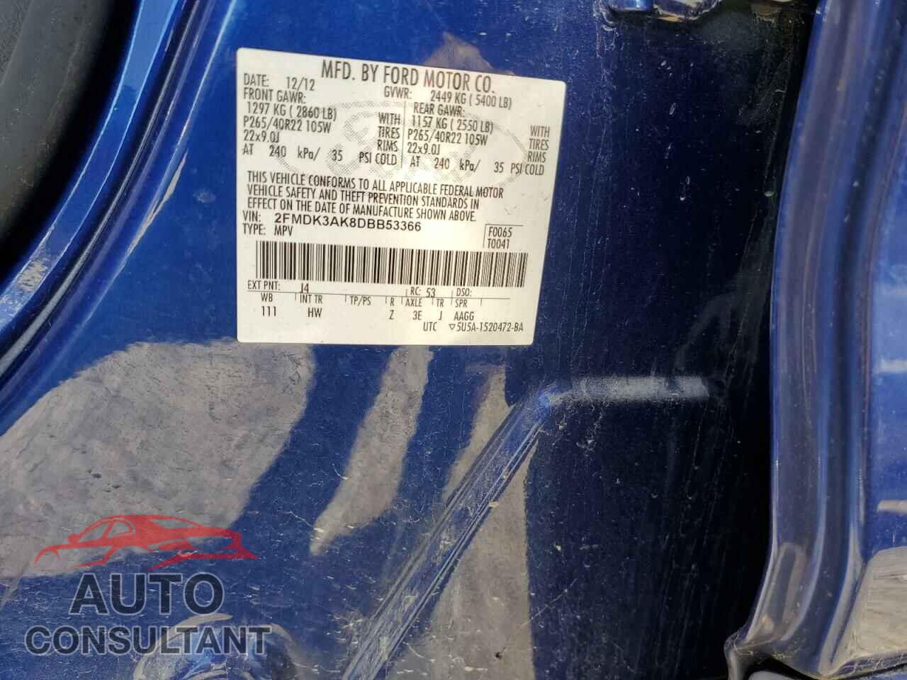 FORD EDGE 2013 - 2FMDK3AK8DBB53366