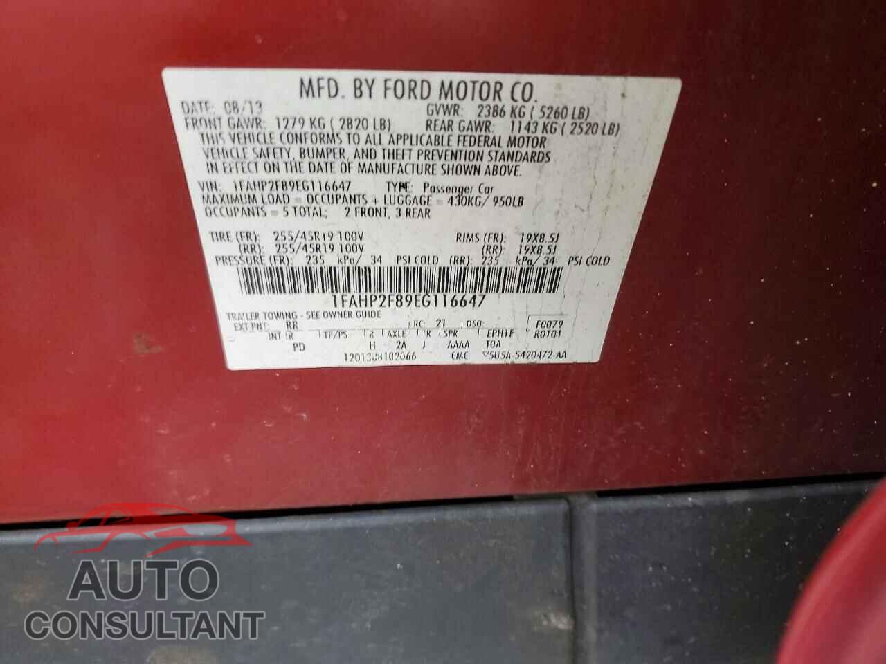 FORD TAURUS 2014 - 1FAHP2F89EG116647