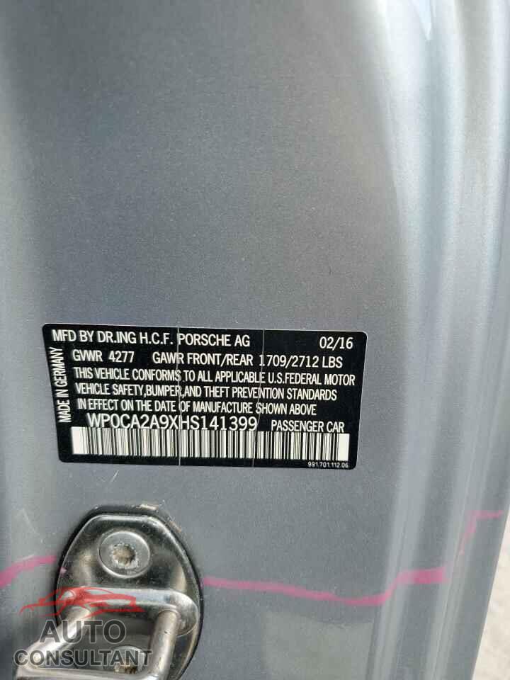 PORSCHE 911 2017 - WP0CA2A9XHS141399