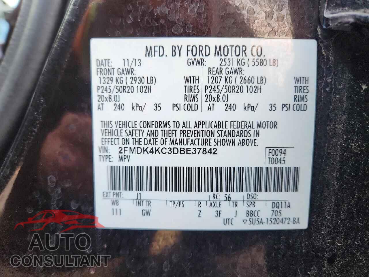 FORD EDGE 2013 - 2FMDK4KC3DBE37842