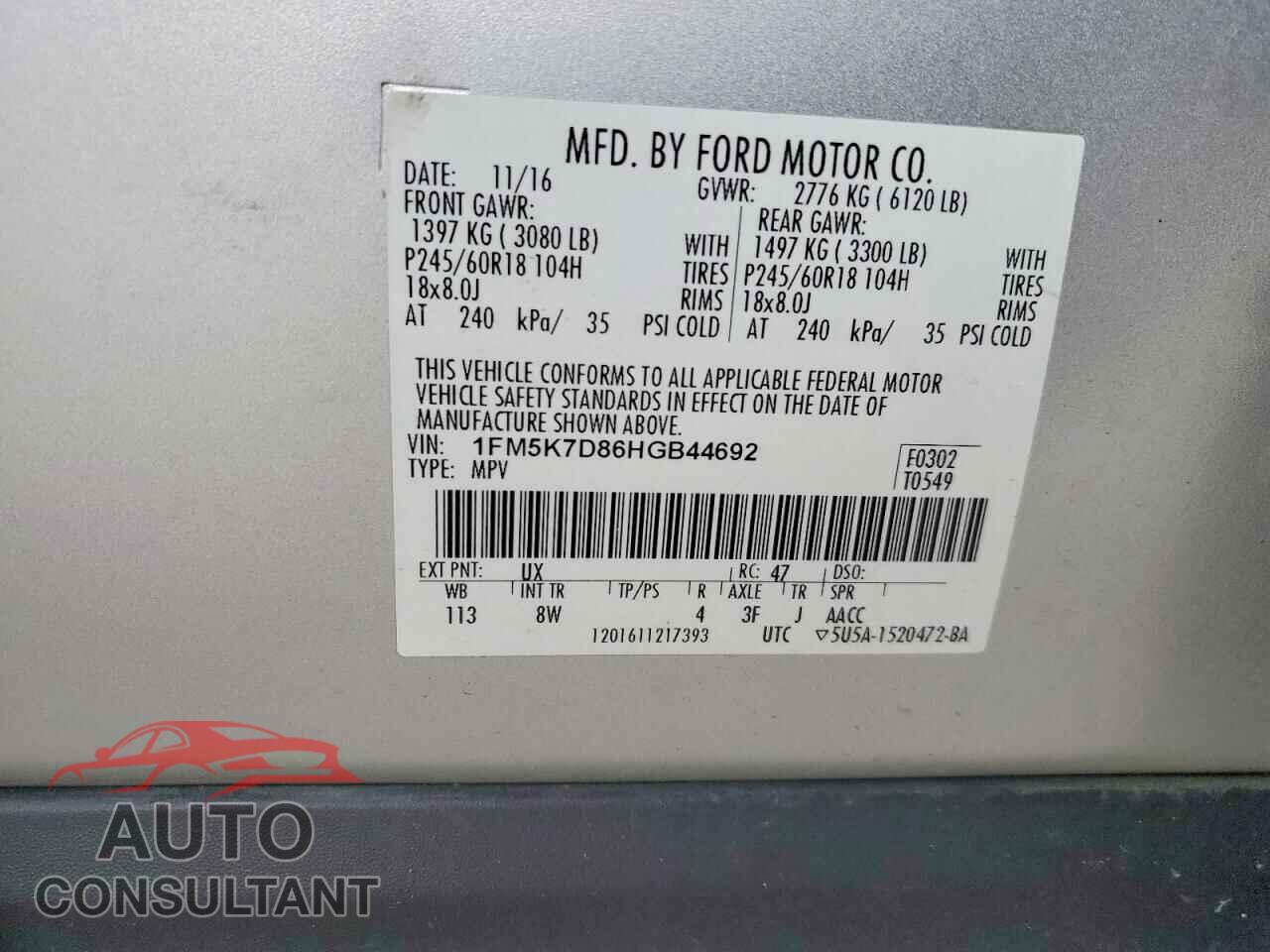 FORD EXPLORER 2017 - 1FM5K7D86HGB44692