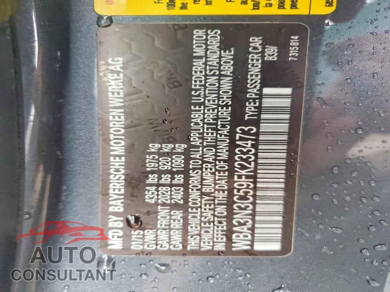 BMW 4 SERIES 2015 - WBA3N3C59FK233473