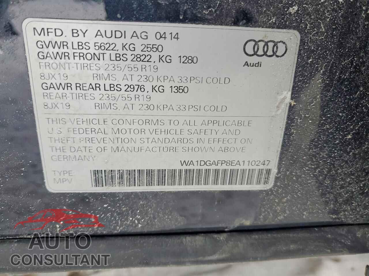 AUDI Q5 2014 - WA1DGAFP8EA110247