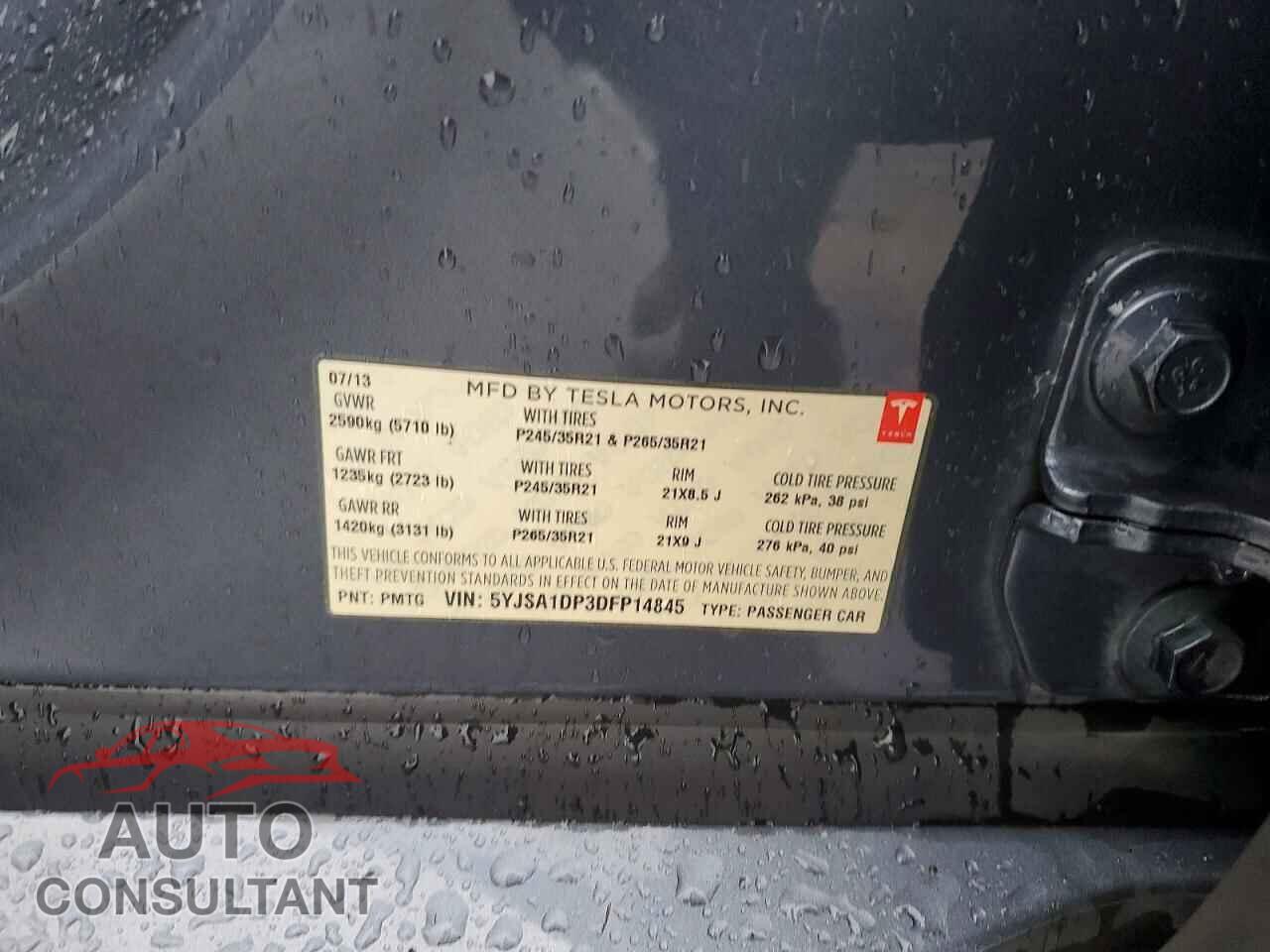 TESLA MODEL S 2013 - 5YJSA1DP3DFP14845