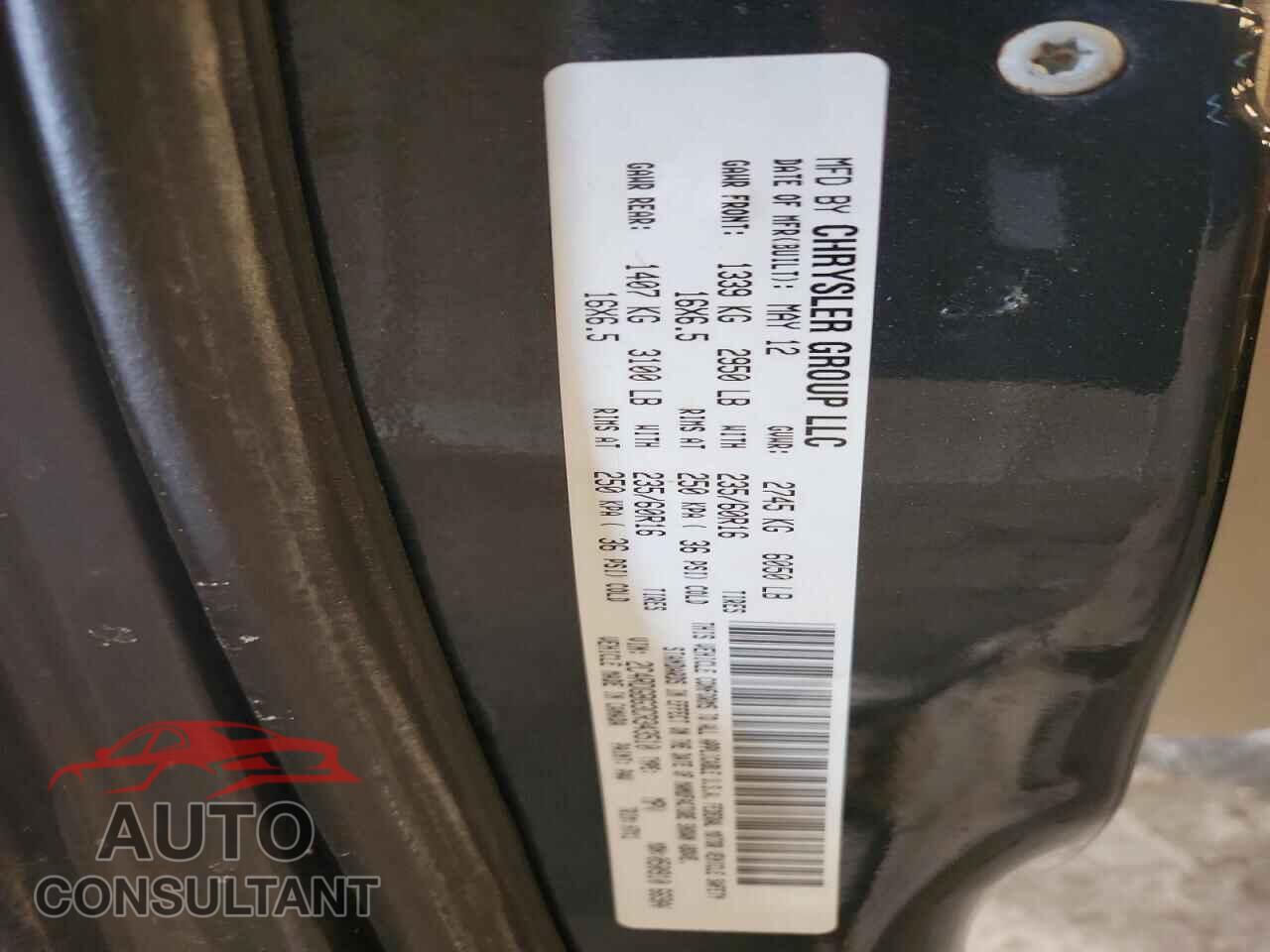 DODGE CARAVAN 2012 - 2C4RDGBG3CR343510