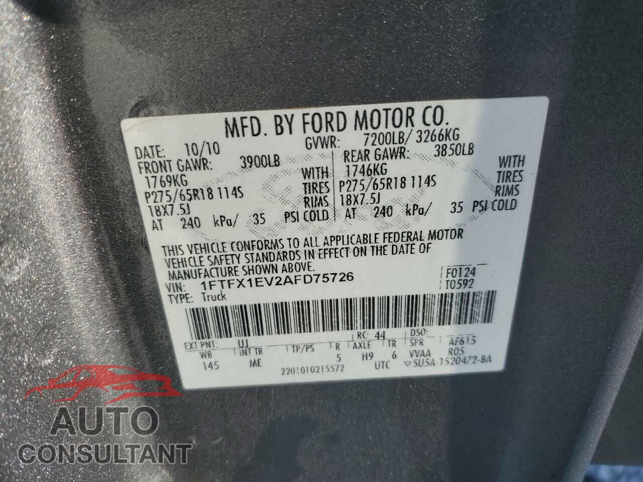 FORD F-150 2010 - 1FTFX1EV2AFD75726