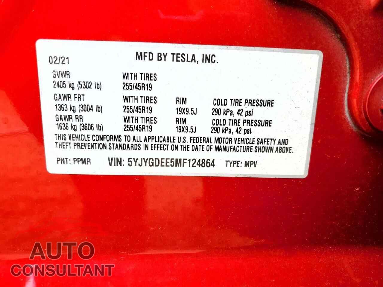TESLA MODEL Y 2021 - 5YJYGDEE5MF124864