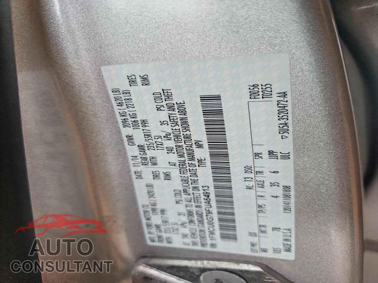 FORD ESCAPE 2015 - 1FMCU0G79FUA64913