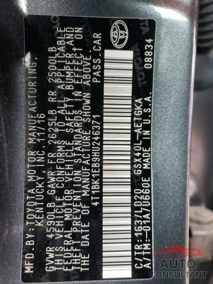 TOYOTA AVALON 2017 - 4T1BK1EB9HU246371