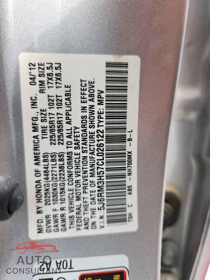 HONDA CRV 2012 - 5J6RM3H57CL026122