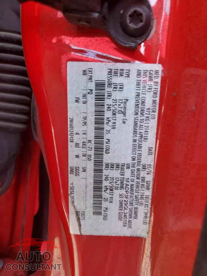 FORD FOCUS 2016 - 1FADP3F29GL340155