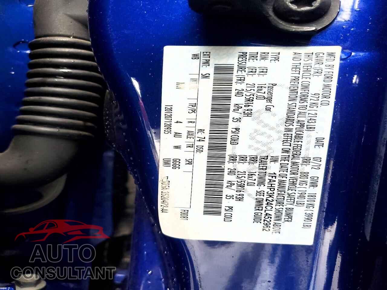 FORD FOCUS 2012 - 1FAHP3K24CL452962