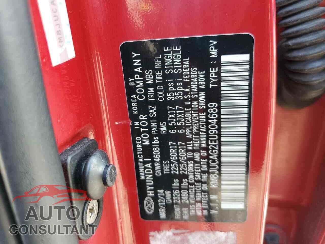 HYUNDAI TUCSON 2014 - KM8JUCAG2EU904689