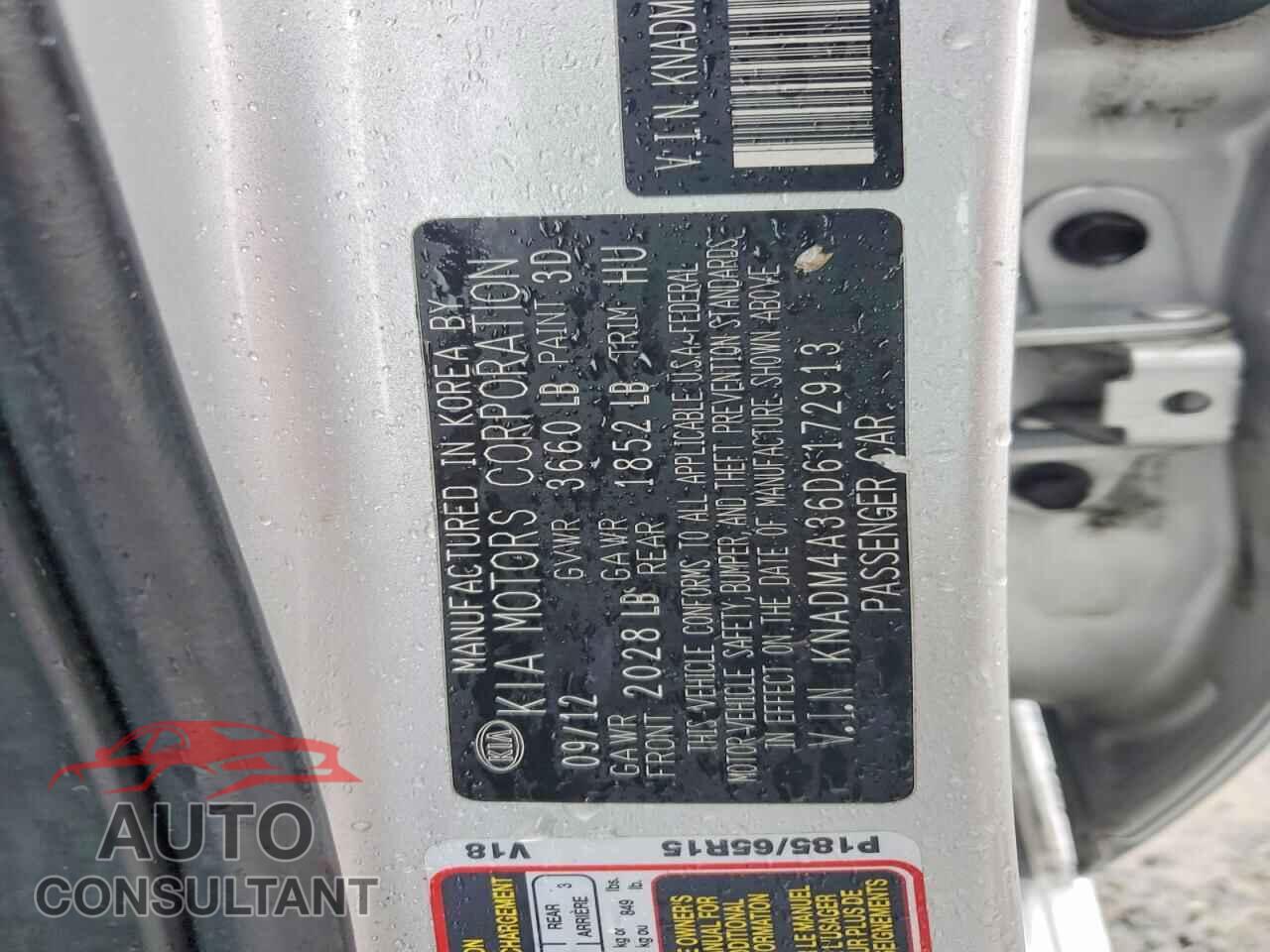 KIA RIO 2013 - KNADM4A36D6172913