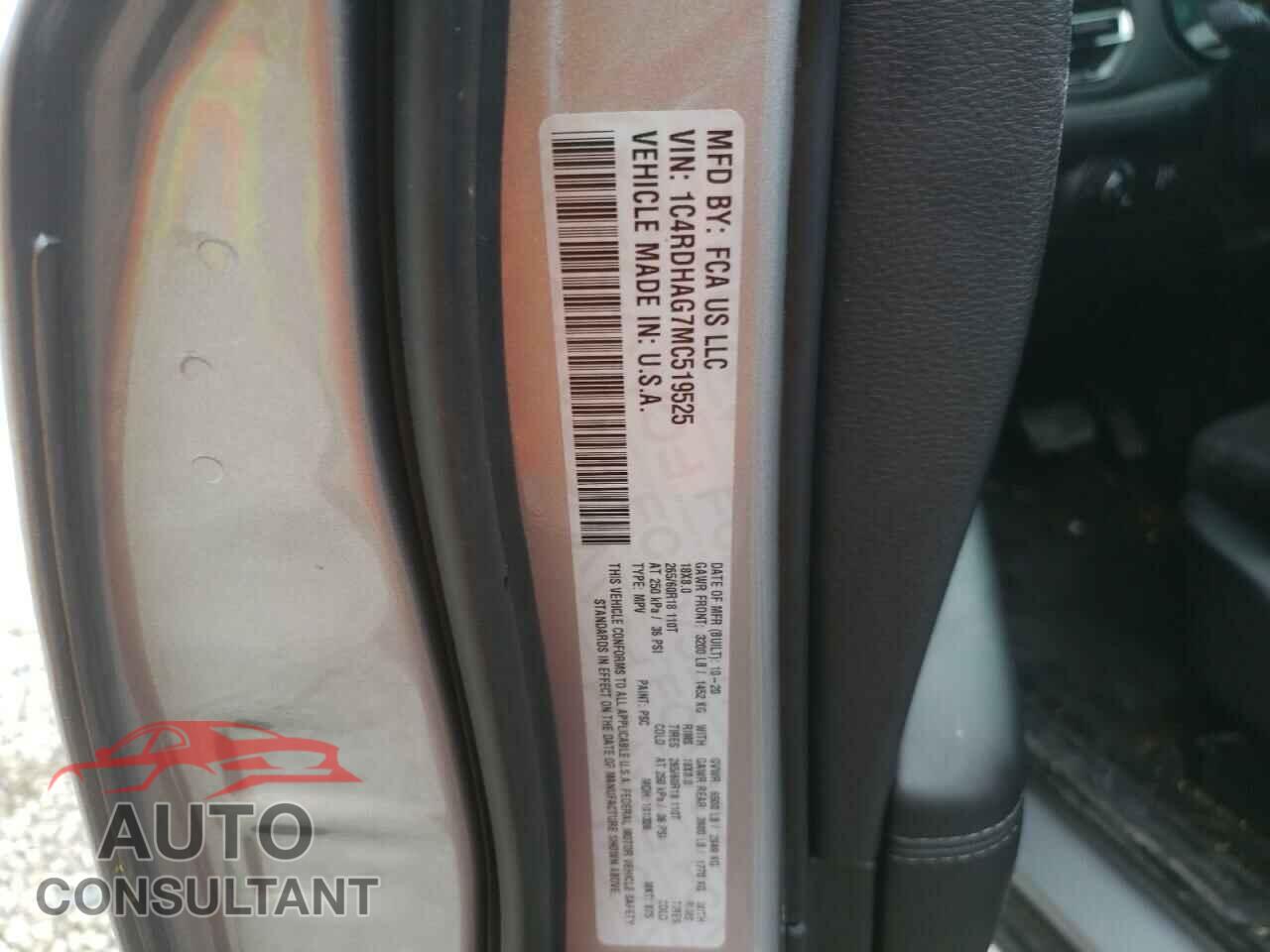 DODGE DURANGO 2021 - 1C4RDHAG7MC519525