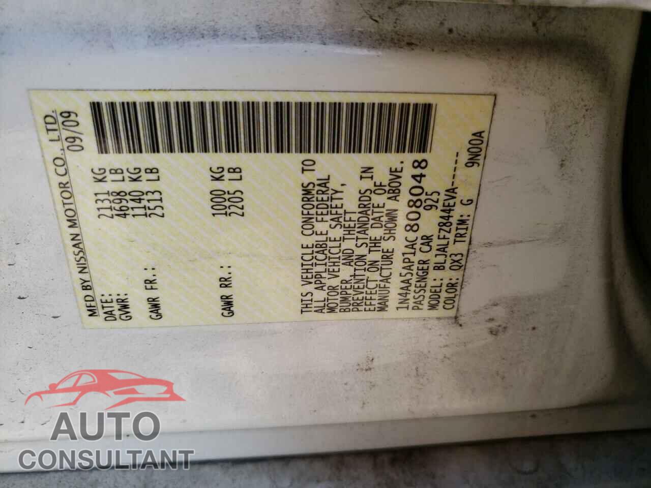 NISSAN MAXIMA 2010 - 1N4AA5AP1AC808048
