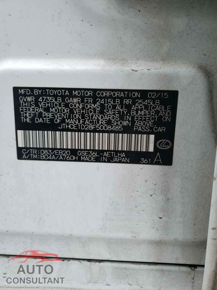 LEXUS IS 2015 - JTHCE1D28F5008485