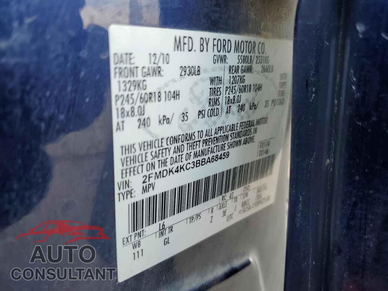 FORD EDGE 2011 - 2FMDK4KC3BBA68459
