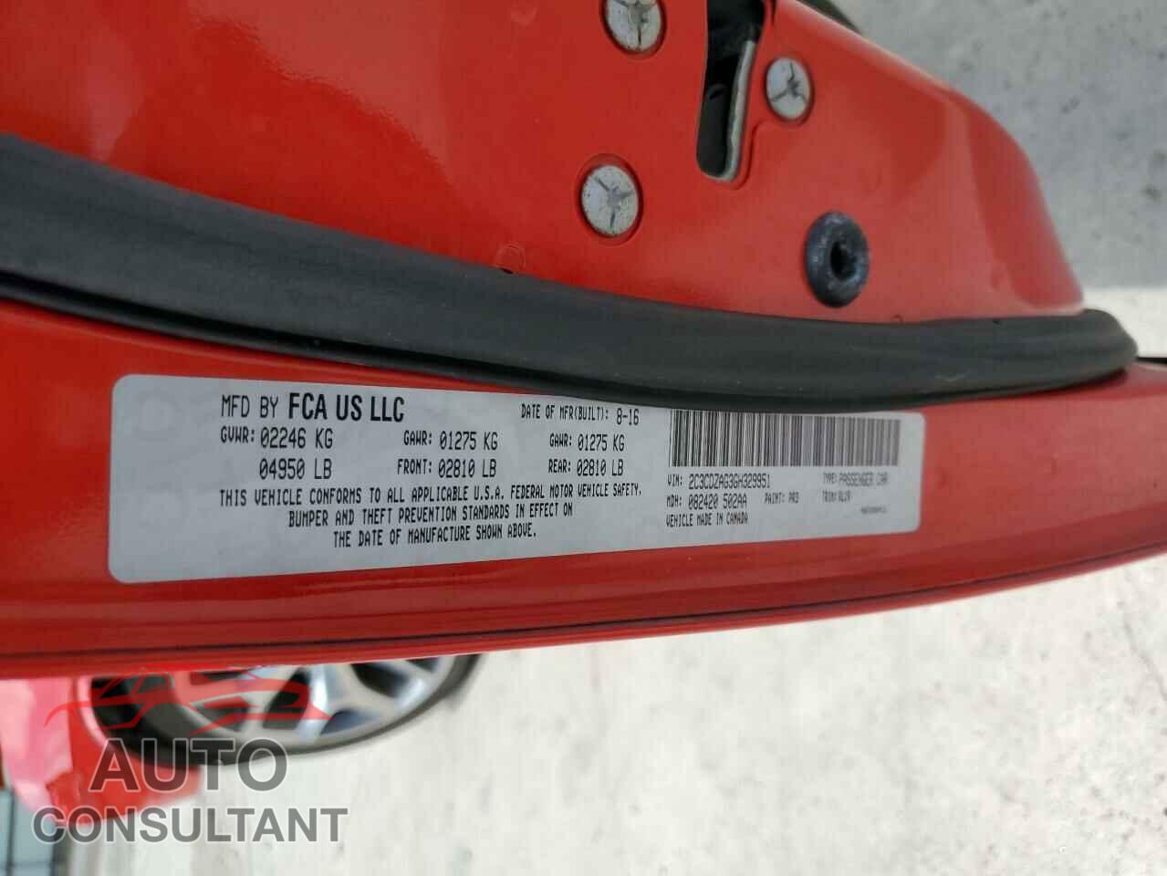 DODGE CHALLENGER 2016 - 2C3CDZAG3GH329951