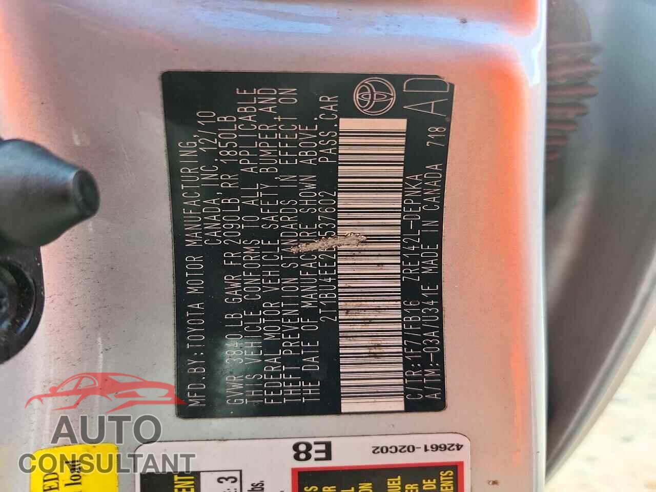 TOYOTA COROLLA 2011 - 2T1BU4EE2BC537602