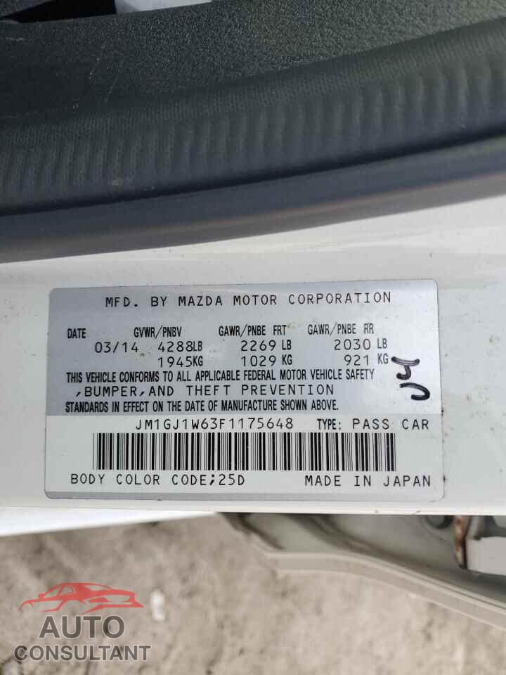 MAZDA 6 2015 - JM1GJ1W63F1175648