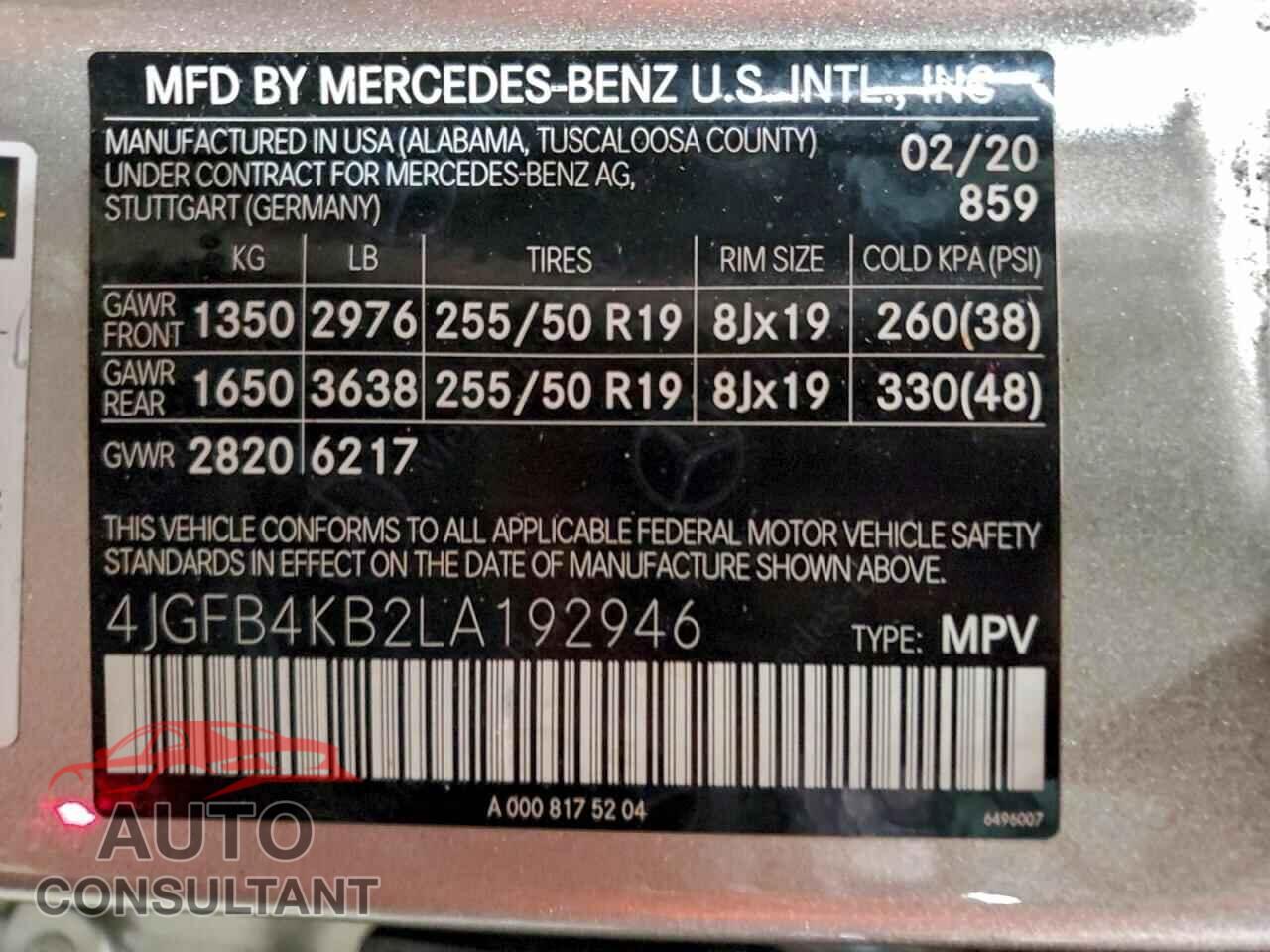 MERCEDES-BENZ GLE-CLASS 2020 - 4JGFB4KB2LA192946