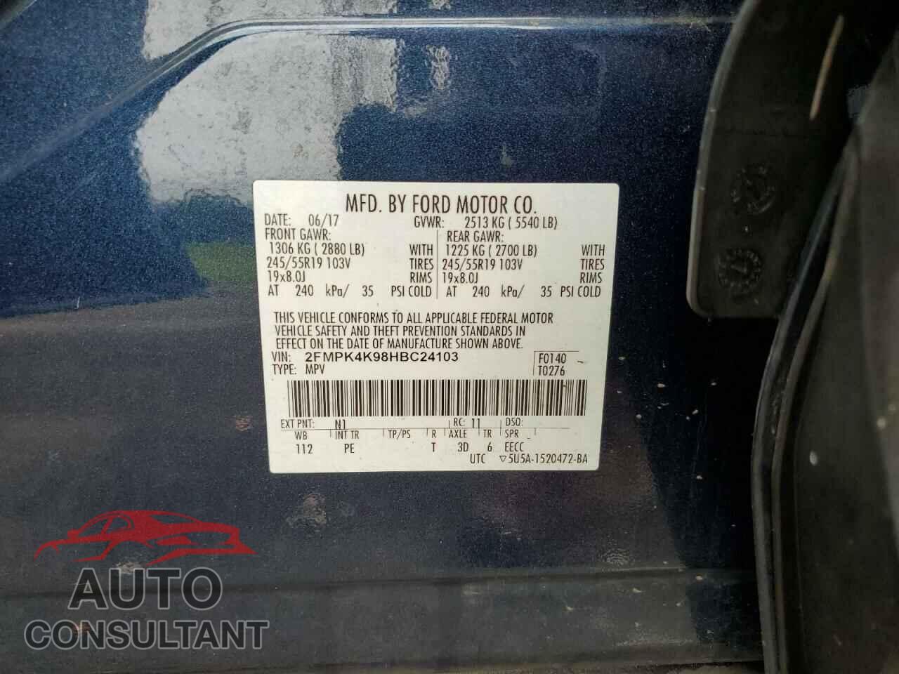 FORD EDGE 2017 - 2FMPK4K98HBC24103