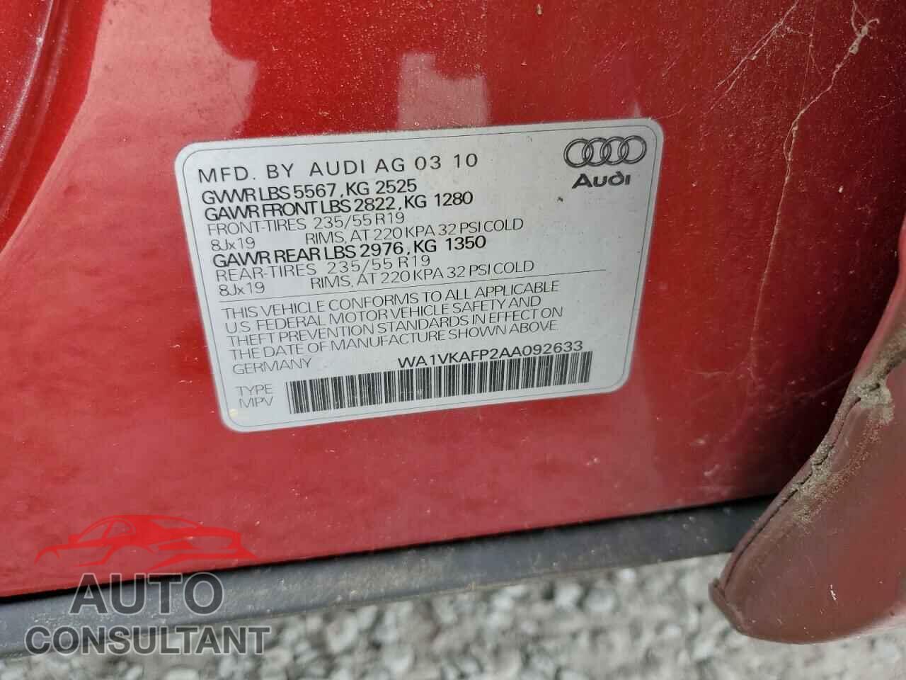 AUDI Q5 2010 - WA1VKAFP2AA092633