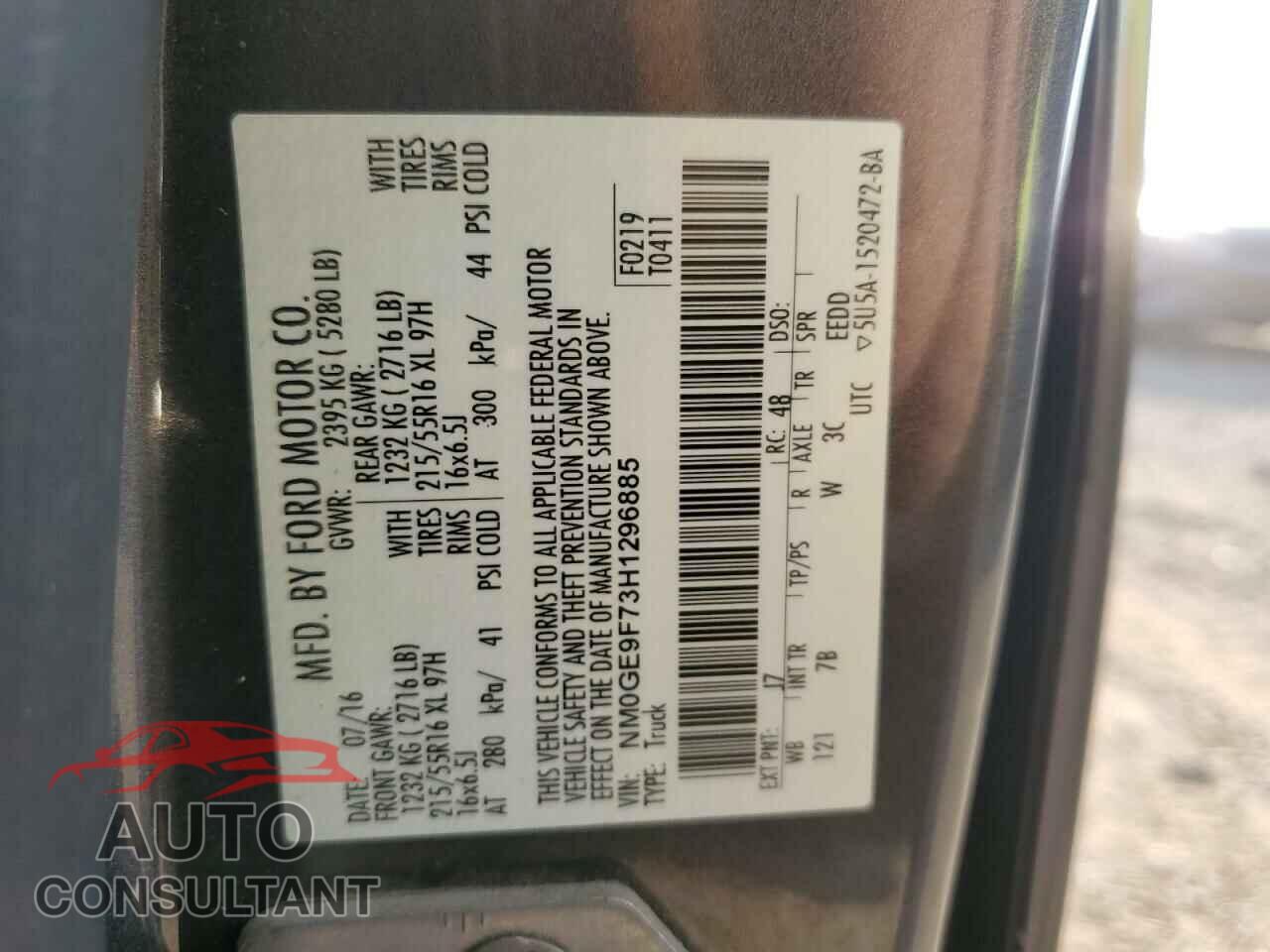 FORD TRANSIT 2017 - NM0GE9F73H1296885