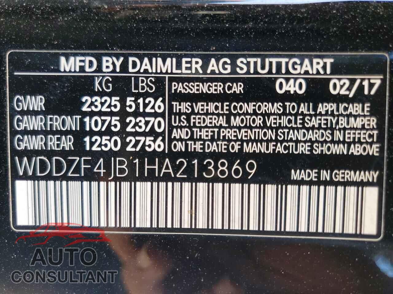 MERCEDES-BENZ E-CLASS 2017 - WDDZF4JB1HA213869