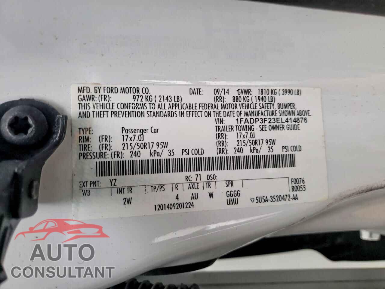 FORD FOCUS 2014 - 1FADP3F23EL414876