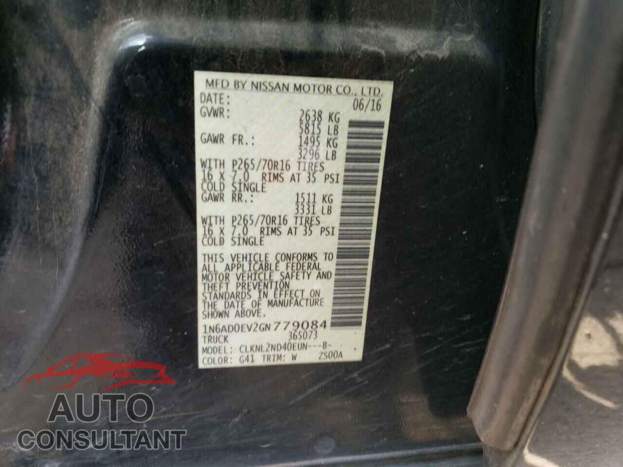 NISSAN FRONTIER 2016 - 1N6AD0EV2GN779084