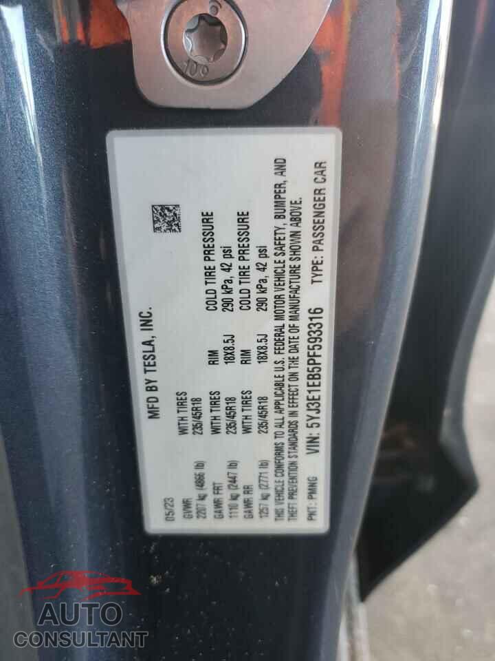 TESLA MODEL 3 2023 - 5YJ3E1EB5PF593316