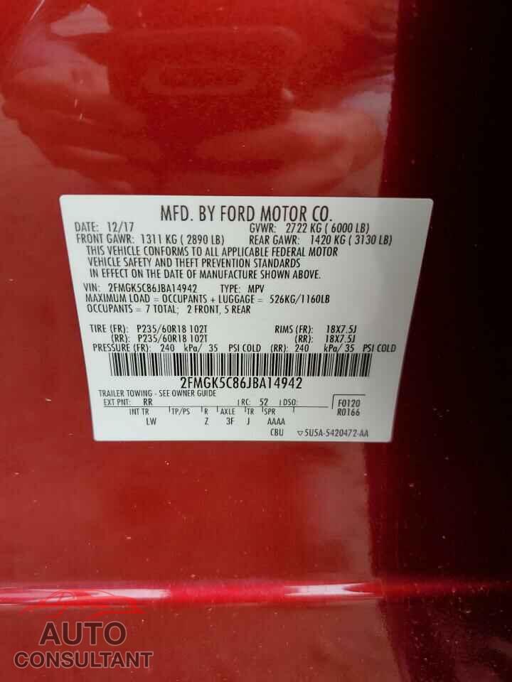 FORD FLEX 2018 - 2FMGK5C86JBA14942