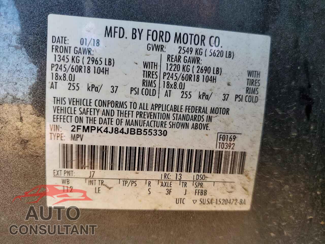 FORD EDGE 2018 - 2FMPK4J84JBB55330