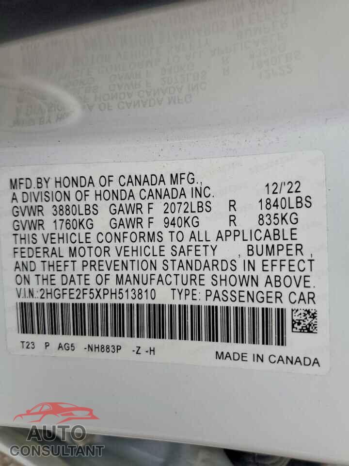 HONDA CIVIC 2023 - 2HGFE2F5XPH513810