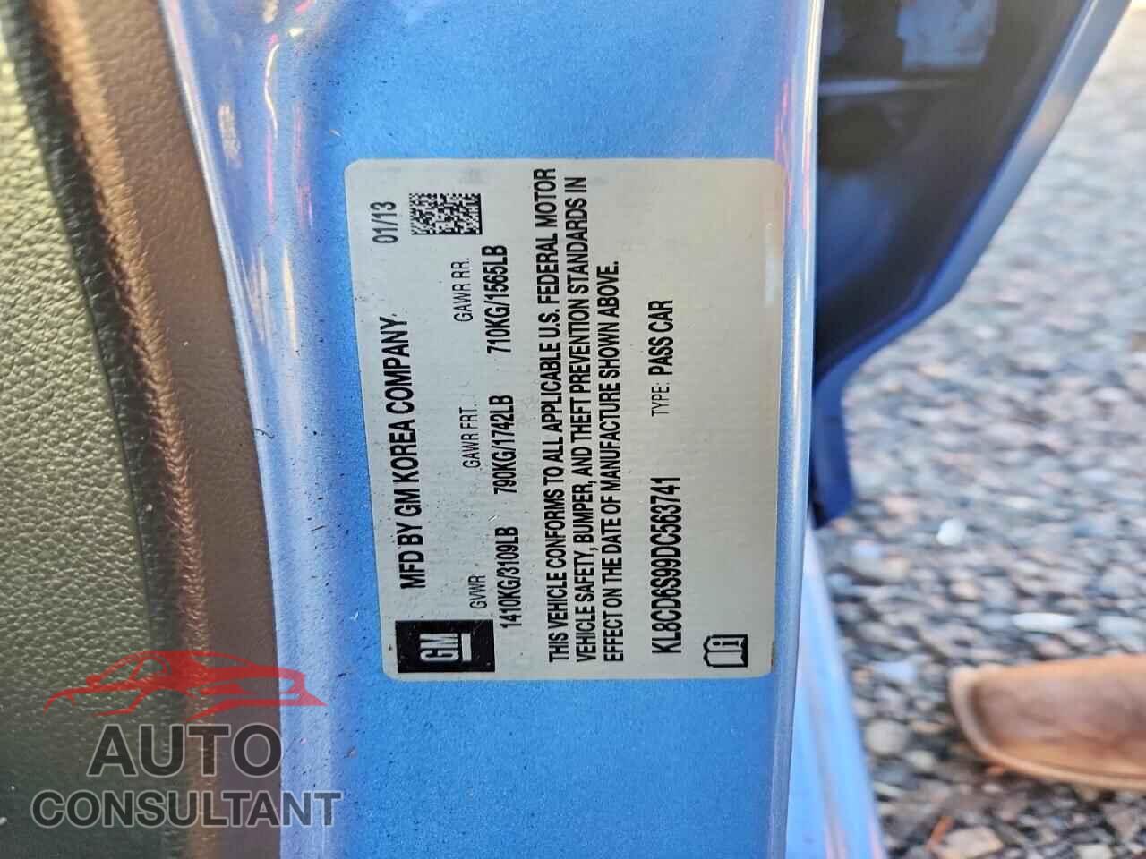 CHEVROLET SPARK 2013 - KL8CD6S99DC563741