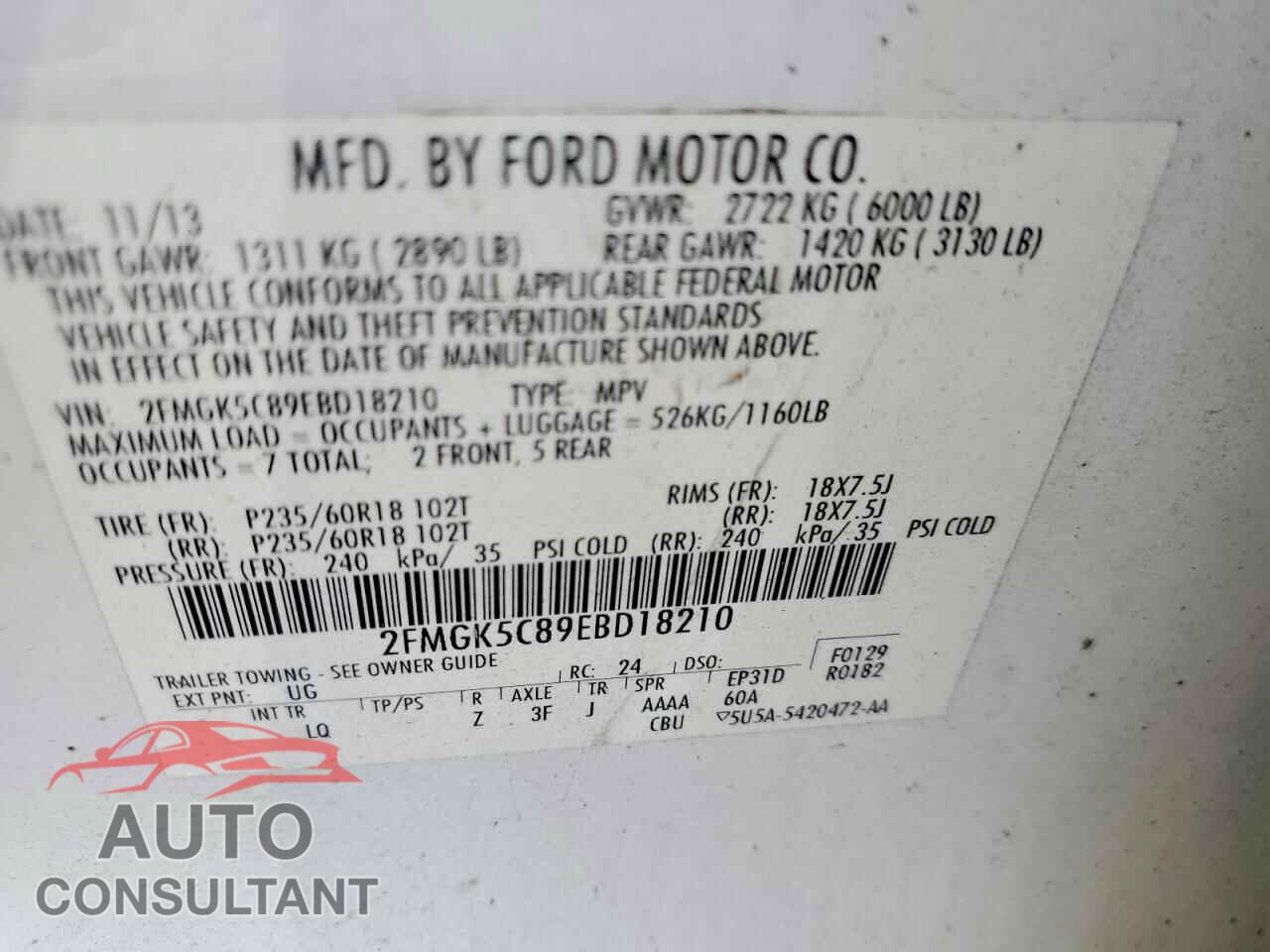 FORD FLEX 2014 - 2FMGK5C89EBD18210