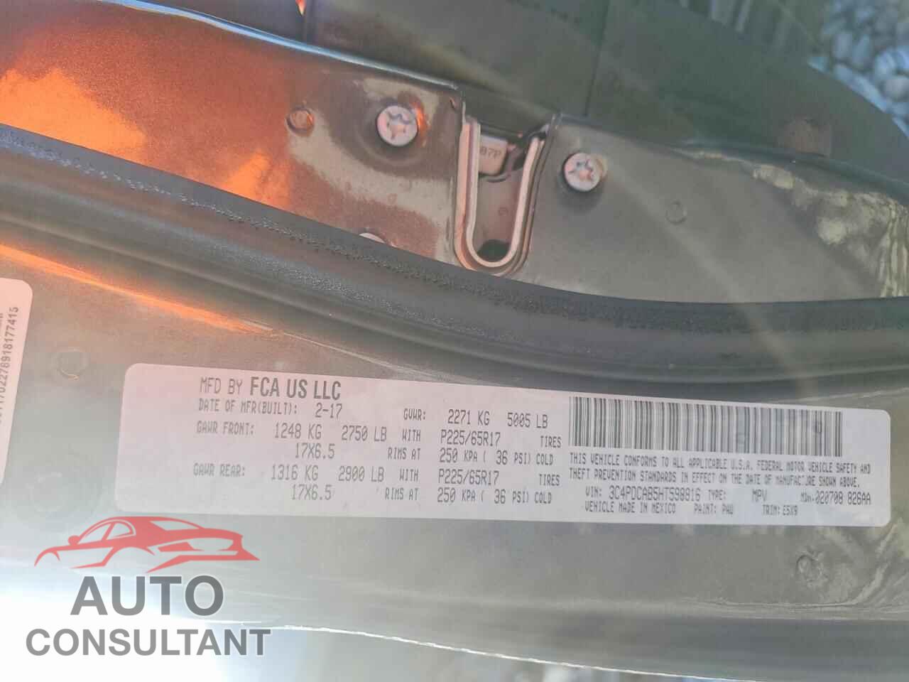 DODGE JOURNEY 2017 - 3C4PDCAB5HT598816