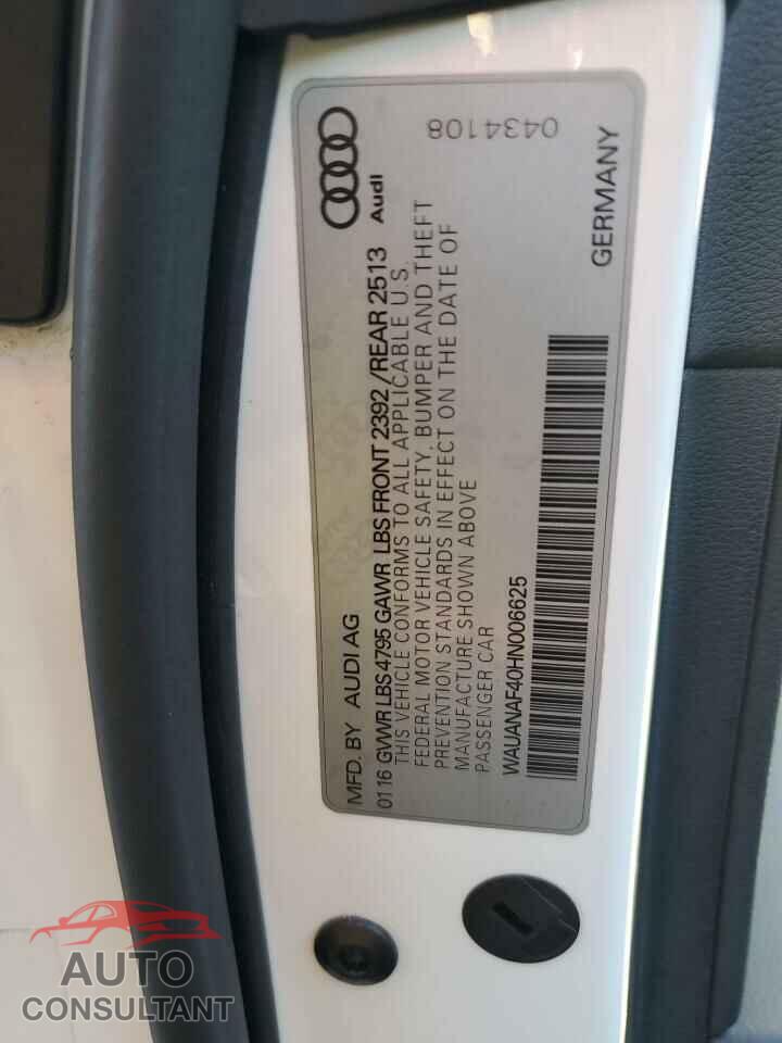AUDI A4 2017 - WAUANAF40HN006625