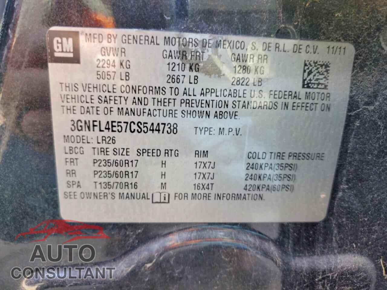 CHEVROLET CAPTIVA 2012 - 3GNFL4E57CS544738