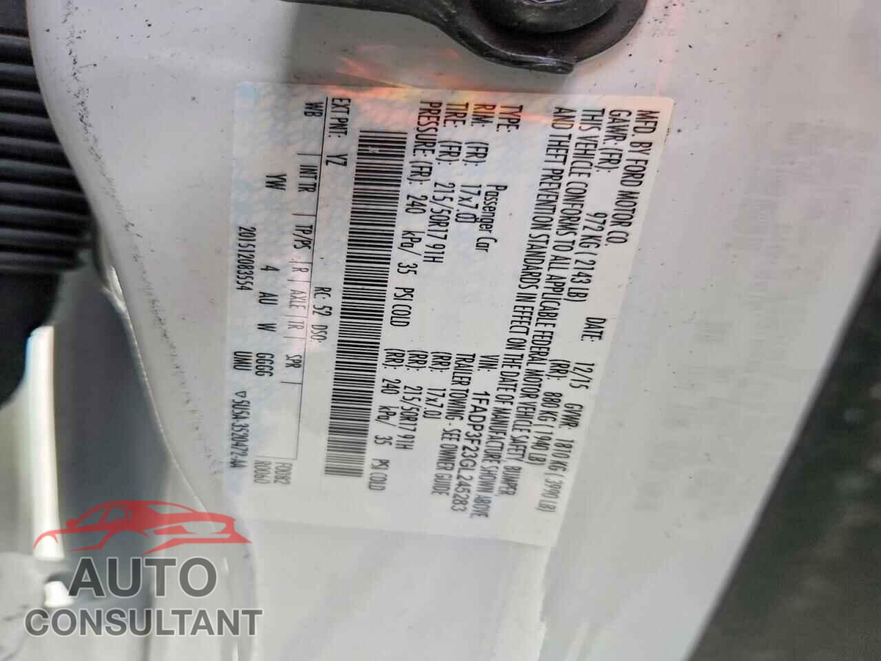 FORD FOCUS 2016 - 1FADP3F23GL245283