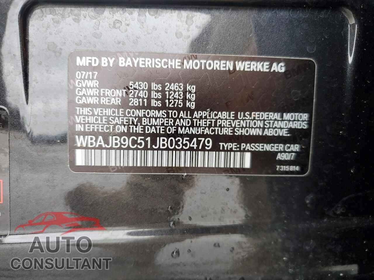 BMW M5 2018 - WBAJB9C51JB035479