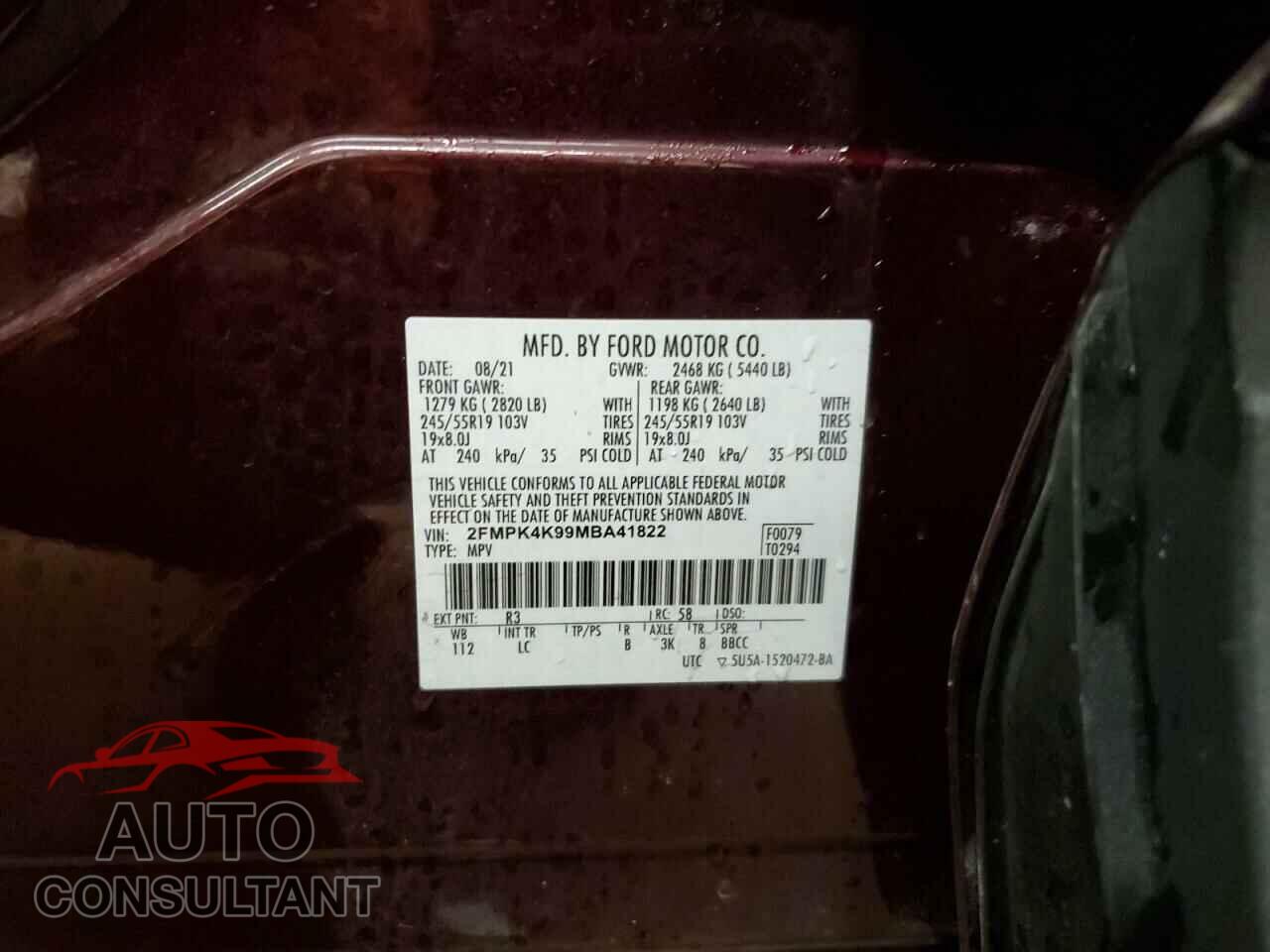 FORD EDGE 2021 - 2FMPK4K99MBA41822