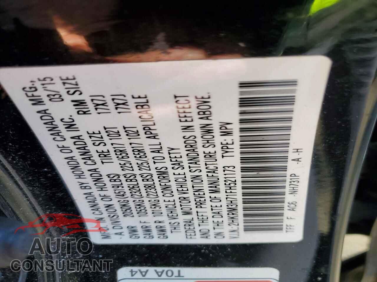 HONDA CRV 2015 - 2HKRM3H71FH521173