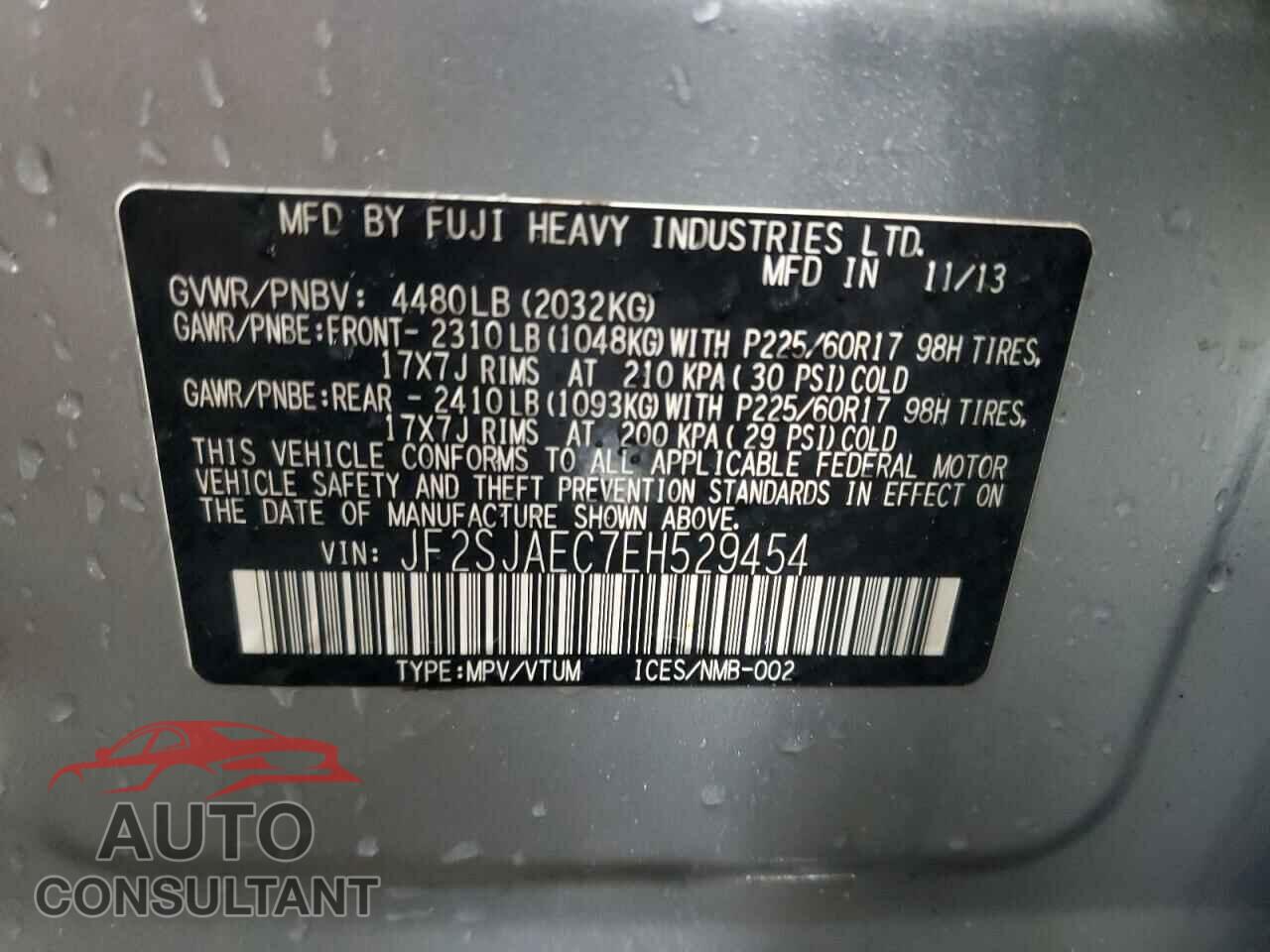 SUBARU FORESTER 2014 - JF2SJAEC7EH529454