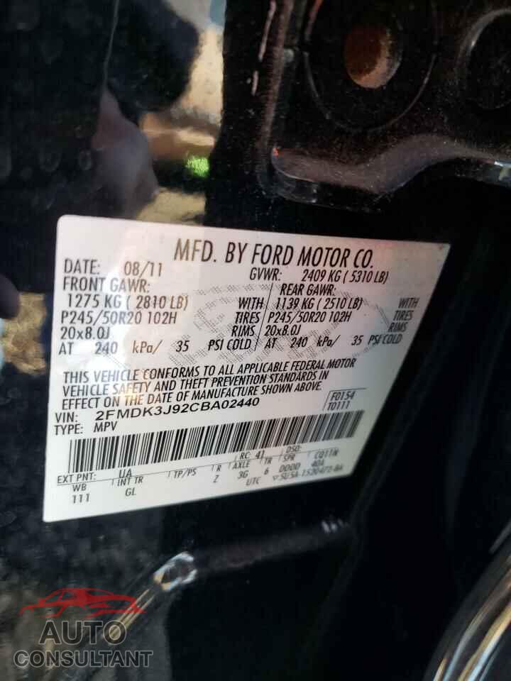 FORD EDGE 2012 - 2FMDK3J92CBA02440